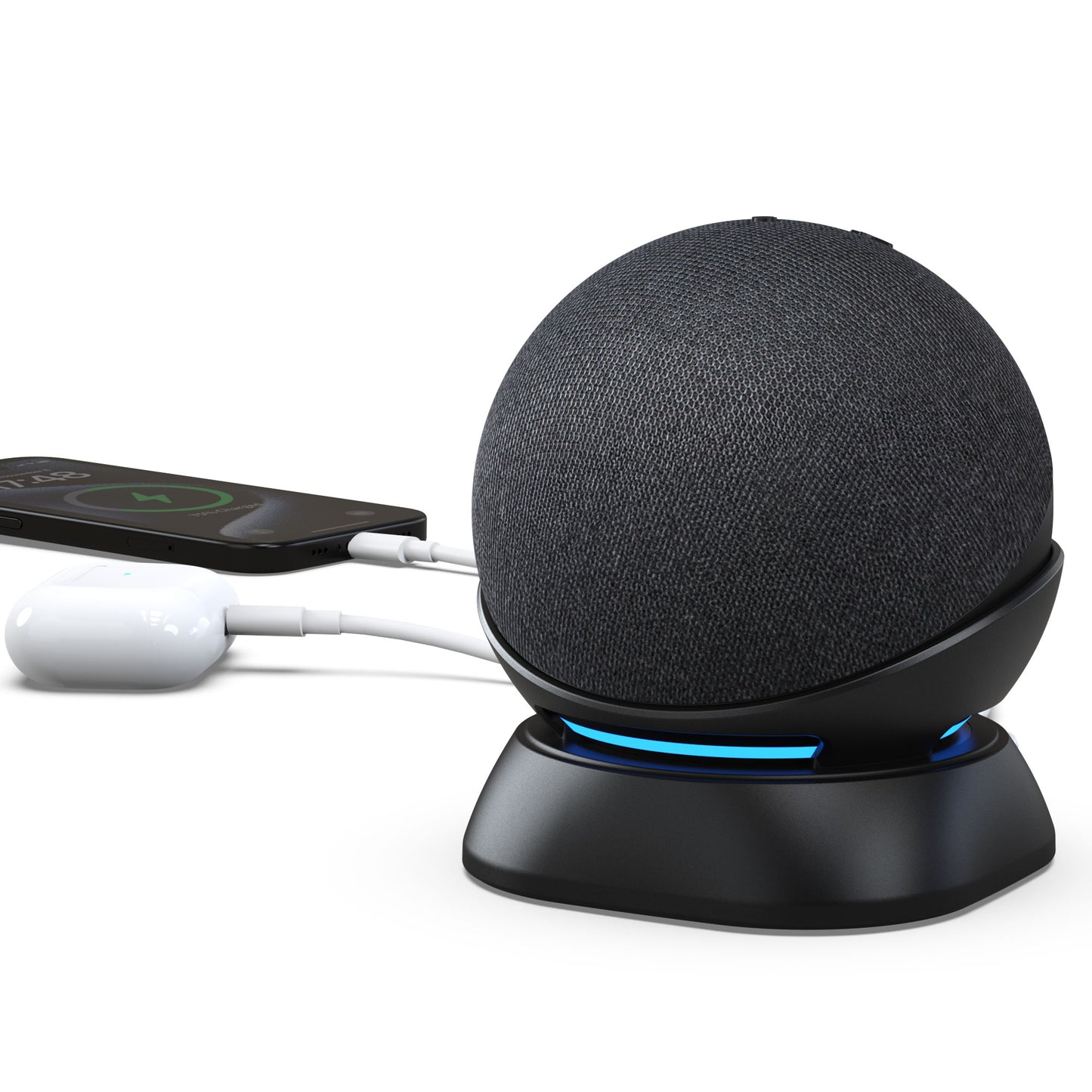 Desk Stand for Echo Dot(4th/5th Gen) with USB-C/A Charging Port
