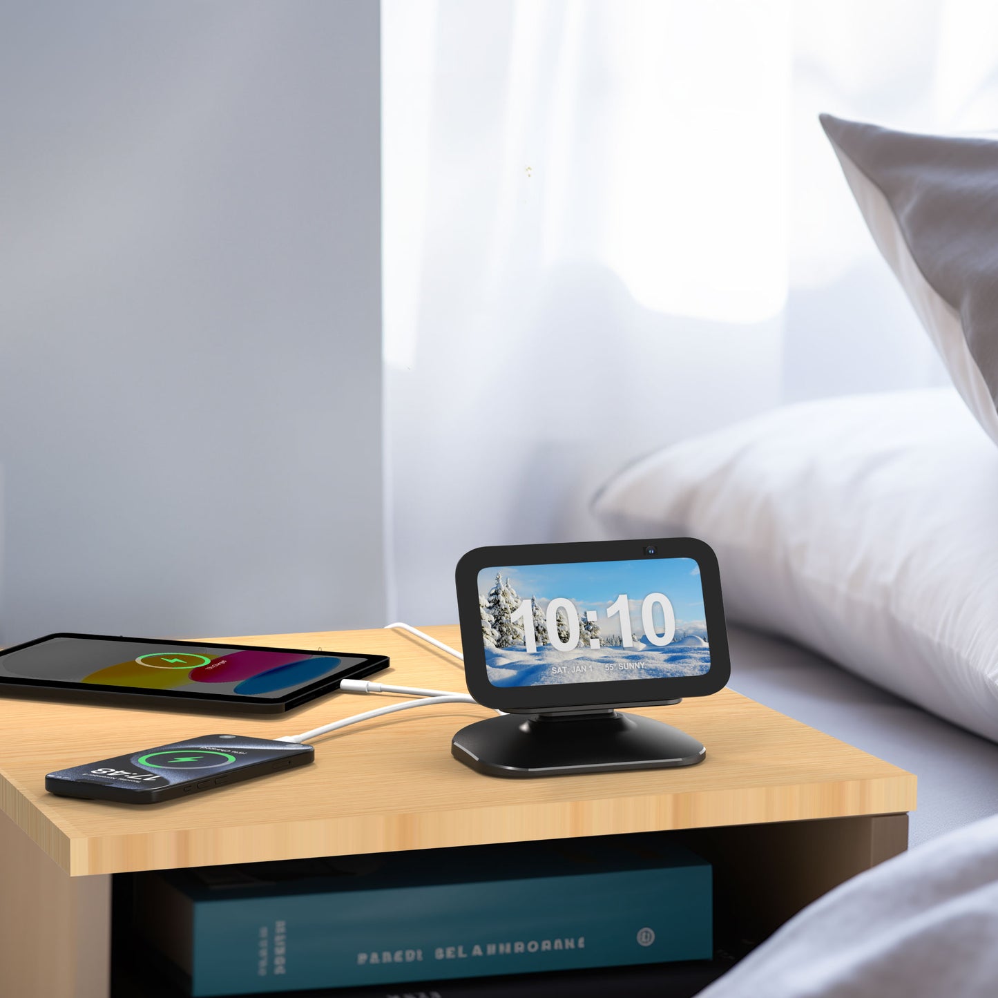 Adjustable Stand for Echo Show 5(3rd Gen) with USB-C/A Charging Port