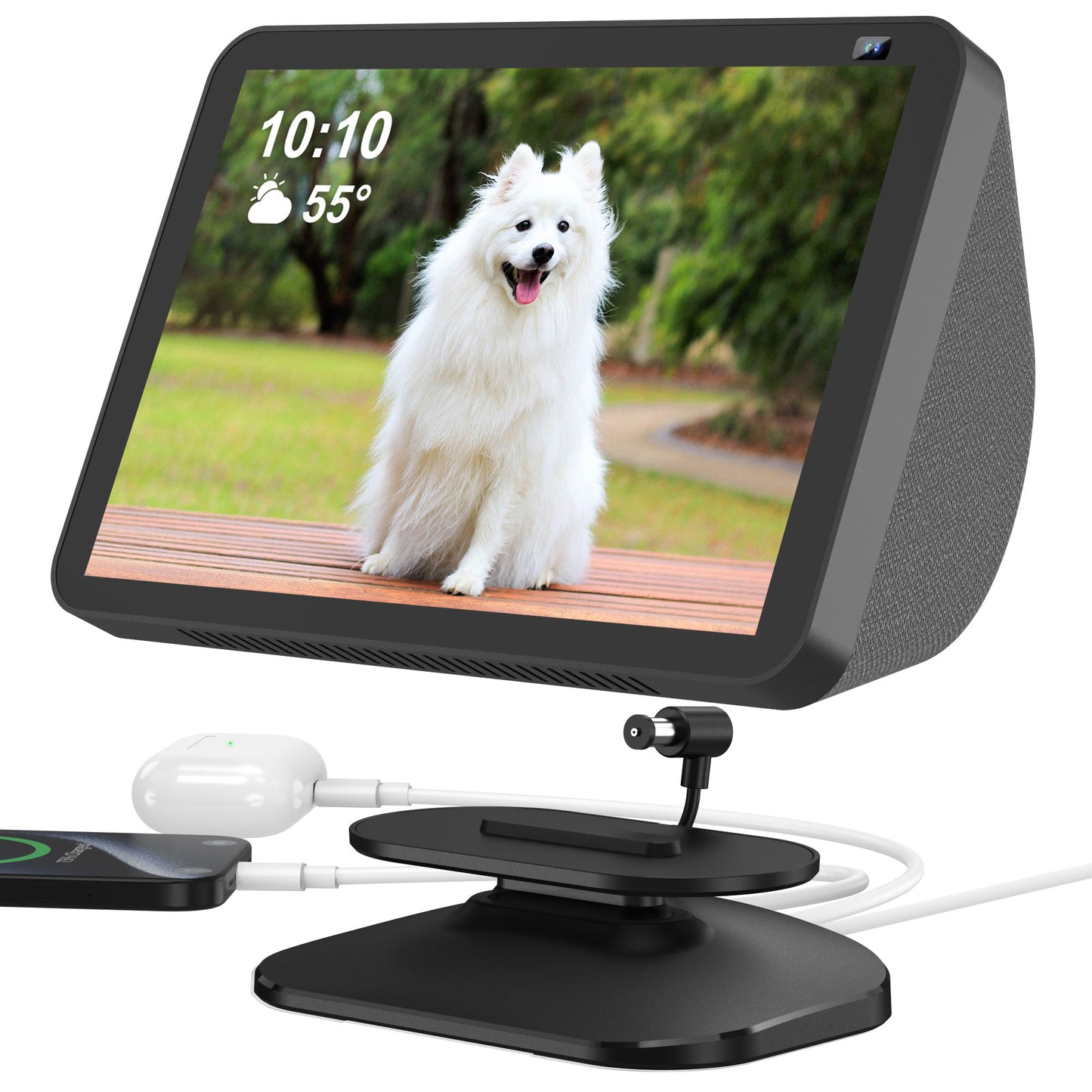 Adjustable Stand for Echo Show 8(1st & 2nd Gen) with USB-C/A Charging Port