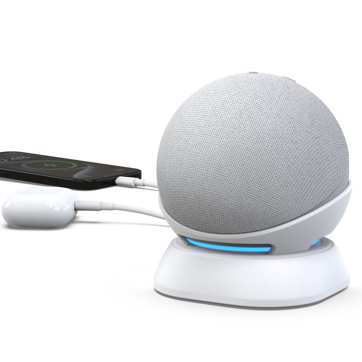 Desk Stand for Echo Dot(4th/5th Gen) with USB-C/A Charging Port