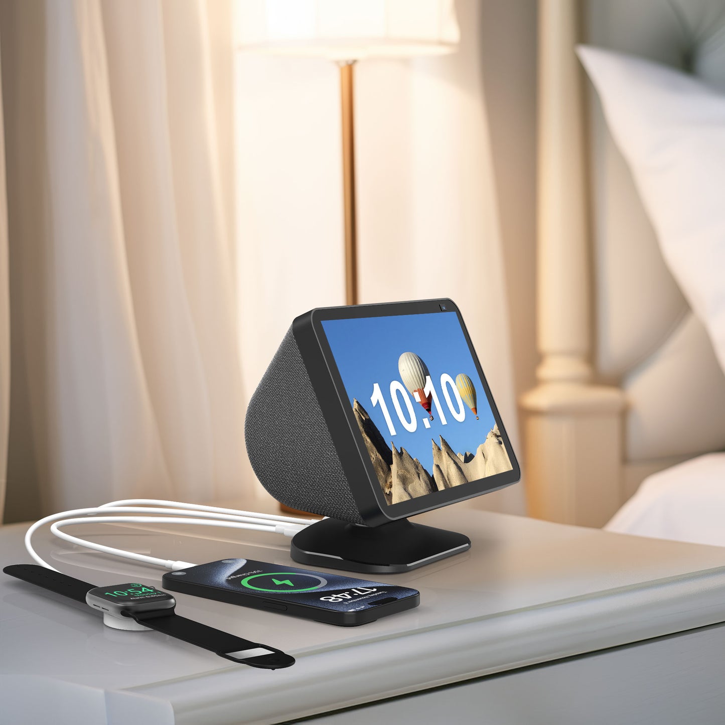 Adjustable Stand for Echo Show 8(1st & 2nd Gen) with USB-C/A Charging Port