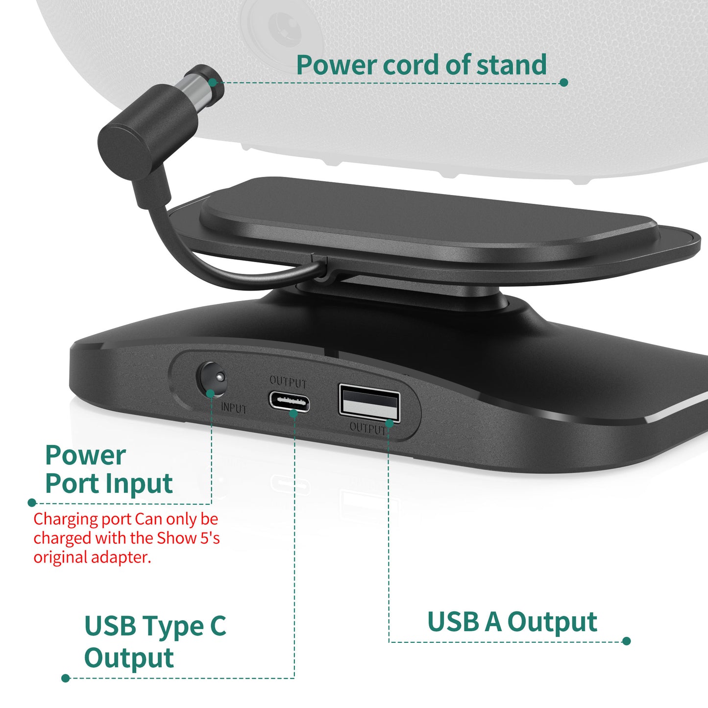 Adjustable Stand for Echo Show 8(3rd Gen) with USB-C/A Charging Port