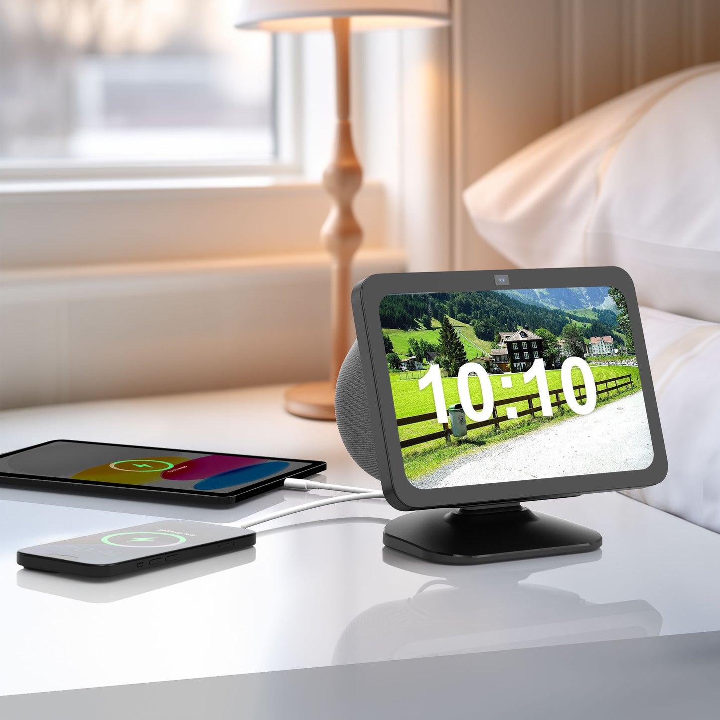 Adjustable Stand for Echo Show 8(3rd Gen) with USB-C/A Charging Port