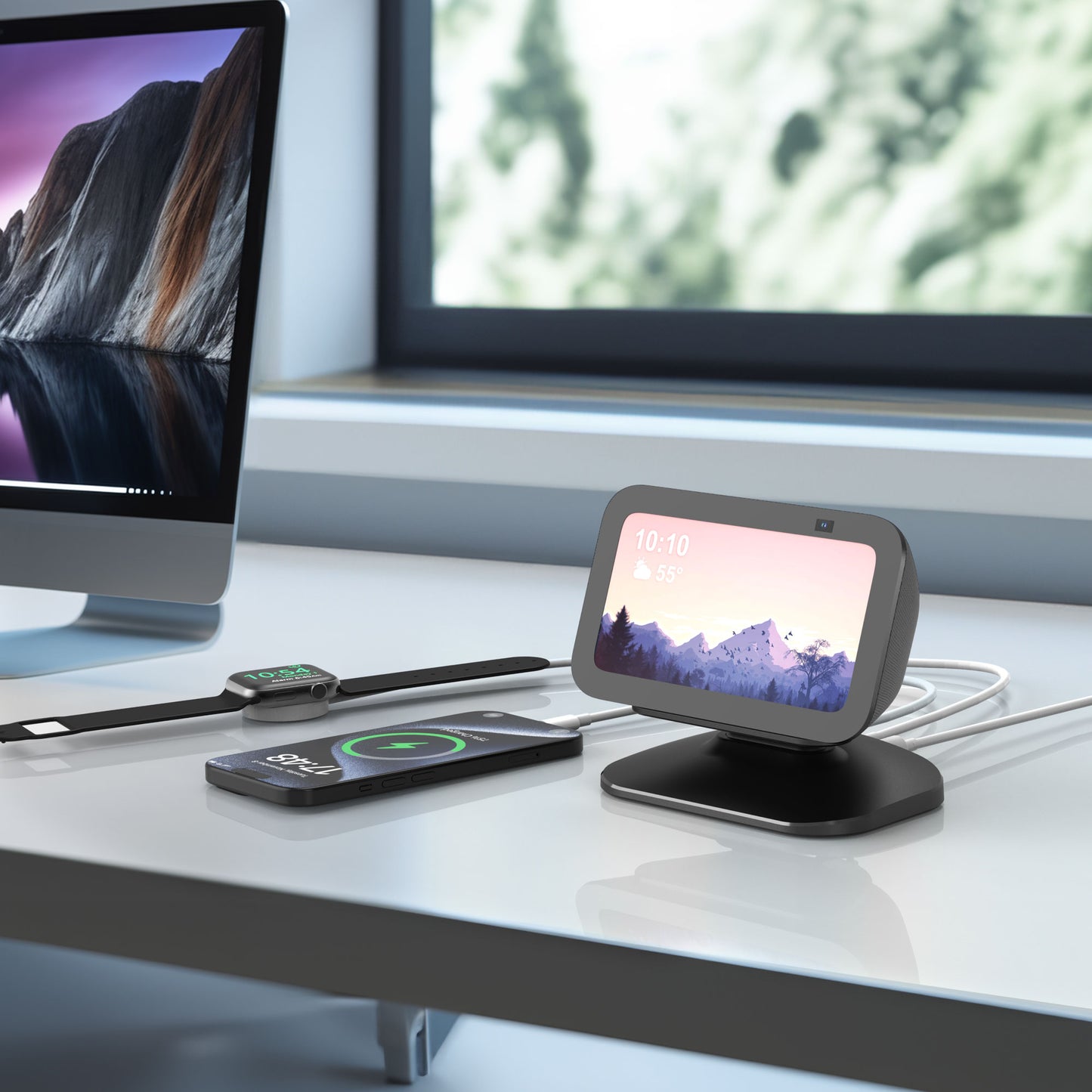 Adjustable Stand for Echo Show 5(1st & 2nd Gen) with USB-C/A Charging Port