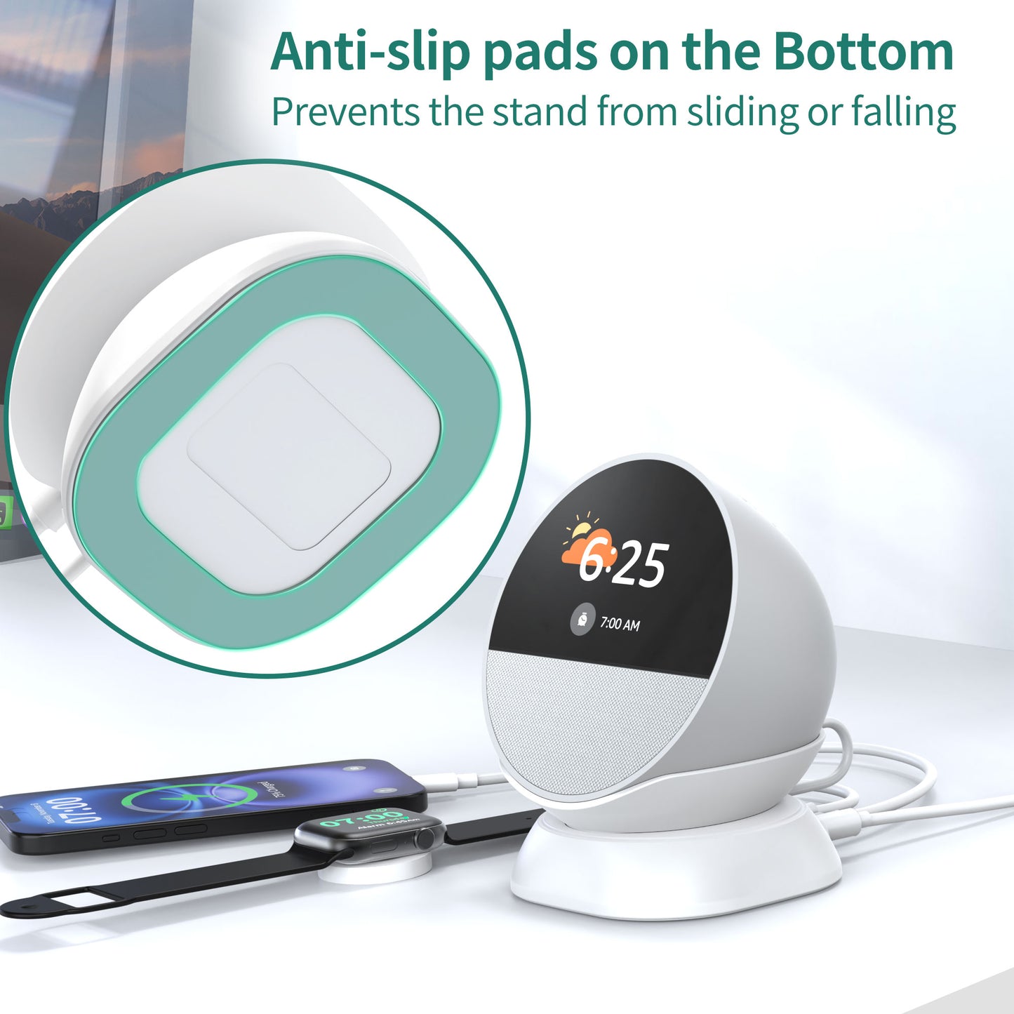 Desk Stand for Echo Spot with USB-C/A Charging Port