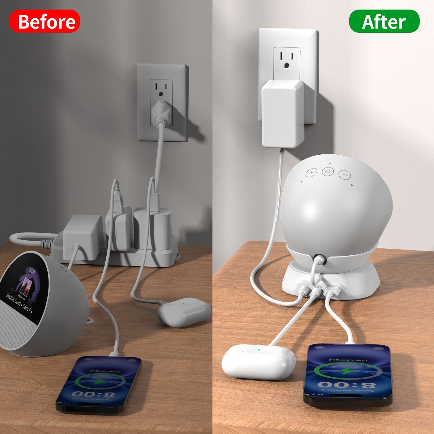 Desk Stand for Echo Spot with USB-C/A Charging Port