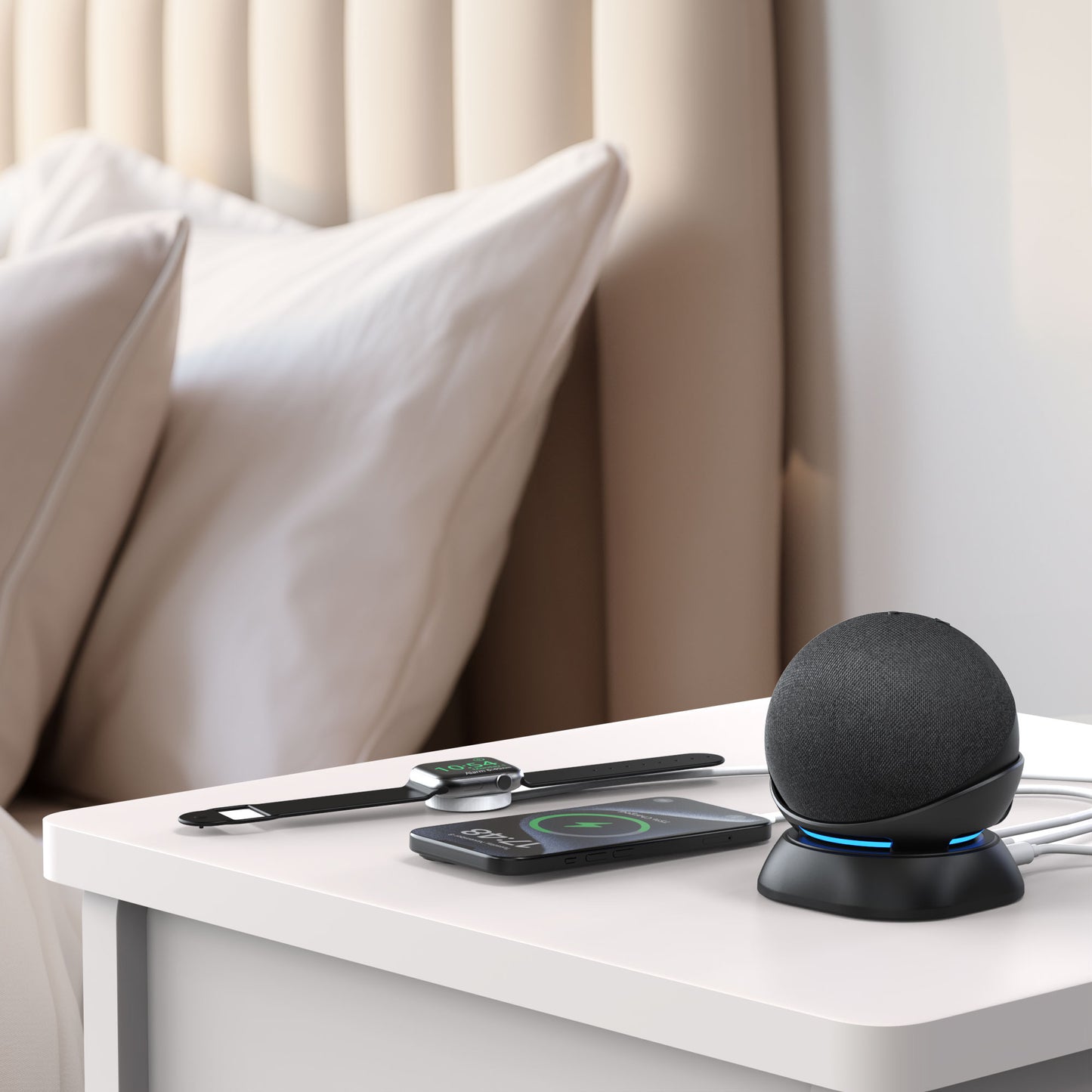 Desk Stand for Echo Dot(4th/5th Gen) with USB-C/A Charging Port