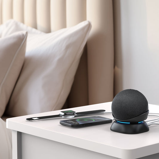 Desk Stand for Echo Dot(4th/5th Gen) with USB-C/A Charging Port