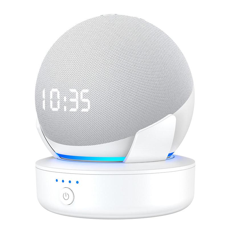  Echo Dot (5th Gen) with clock Cloud Blue with White Battery  Base :  Devices & Accessories