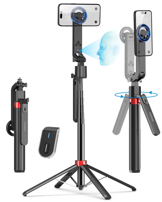 AI Face-Tracking Magnetic Floor Selfie Stick Tripod