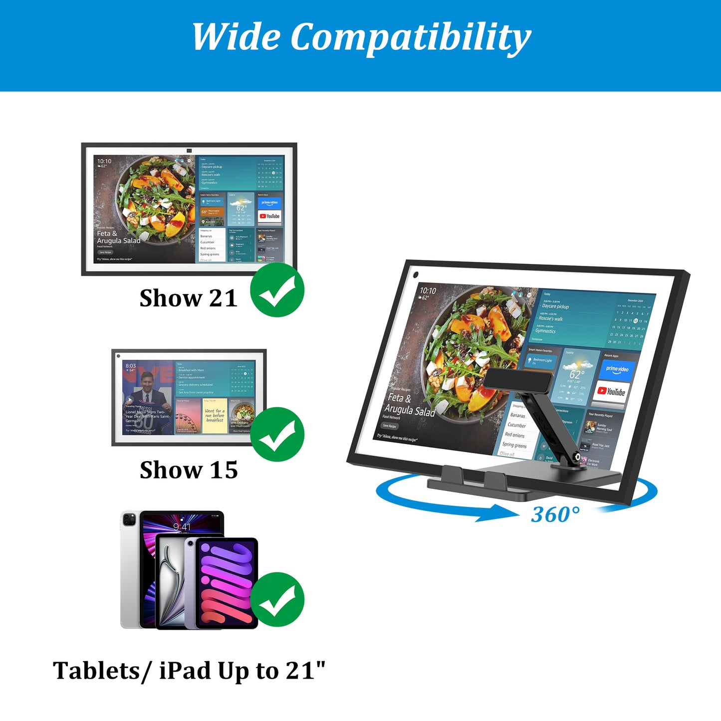PlusAcc Stand for iPad & Show 15/21 & Tablet, Adjustable Tilt Holder
