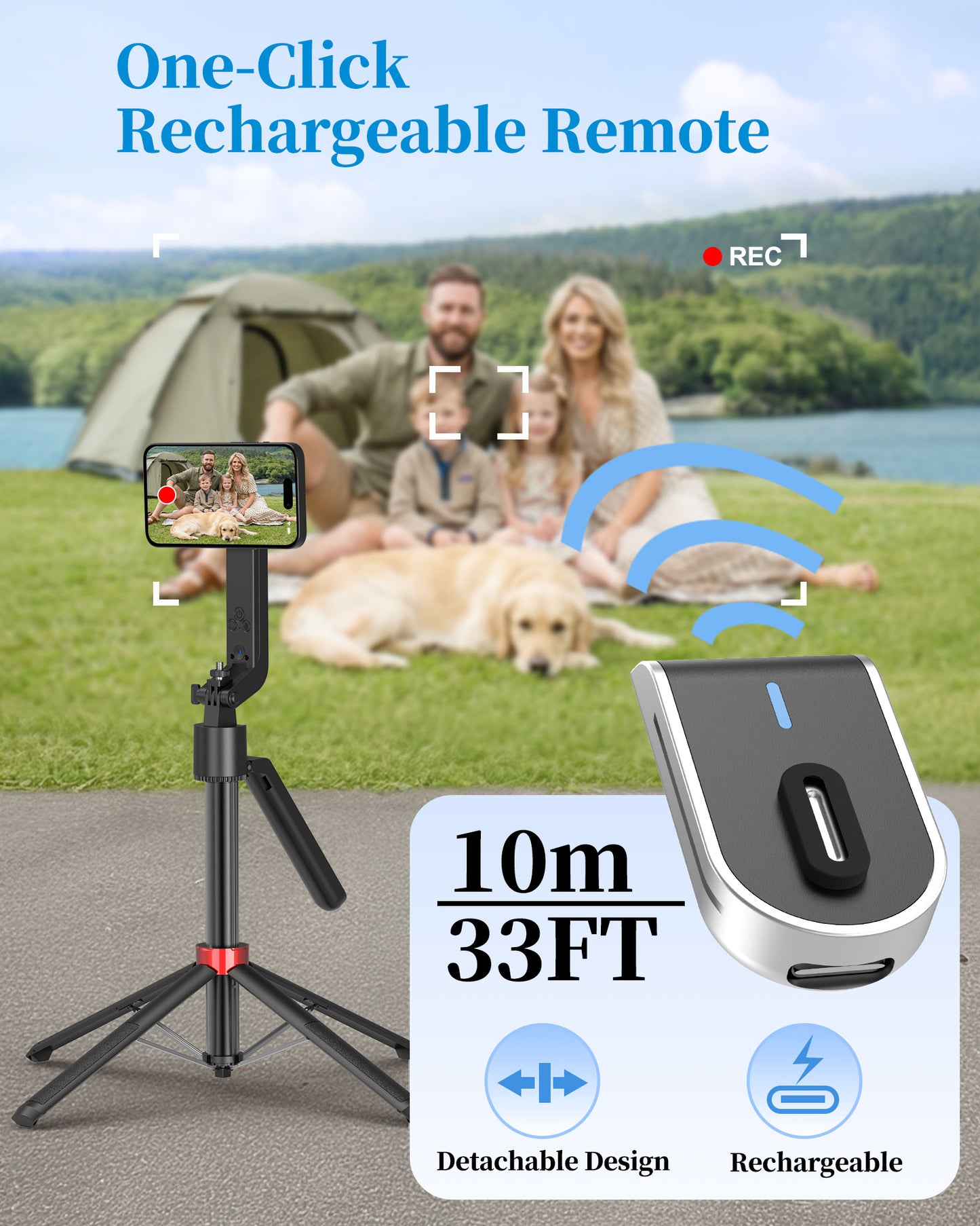 AI Face-Tracking Magnetic Floor Selfie Stick Tripod