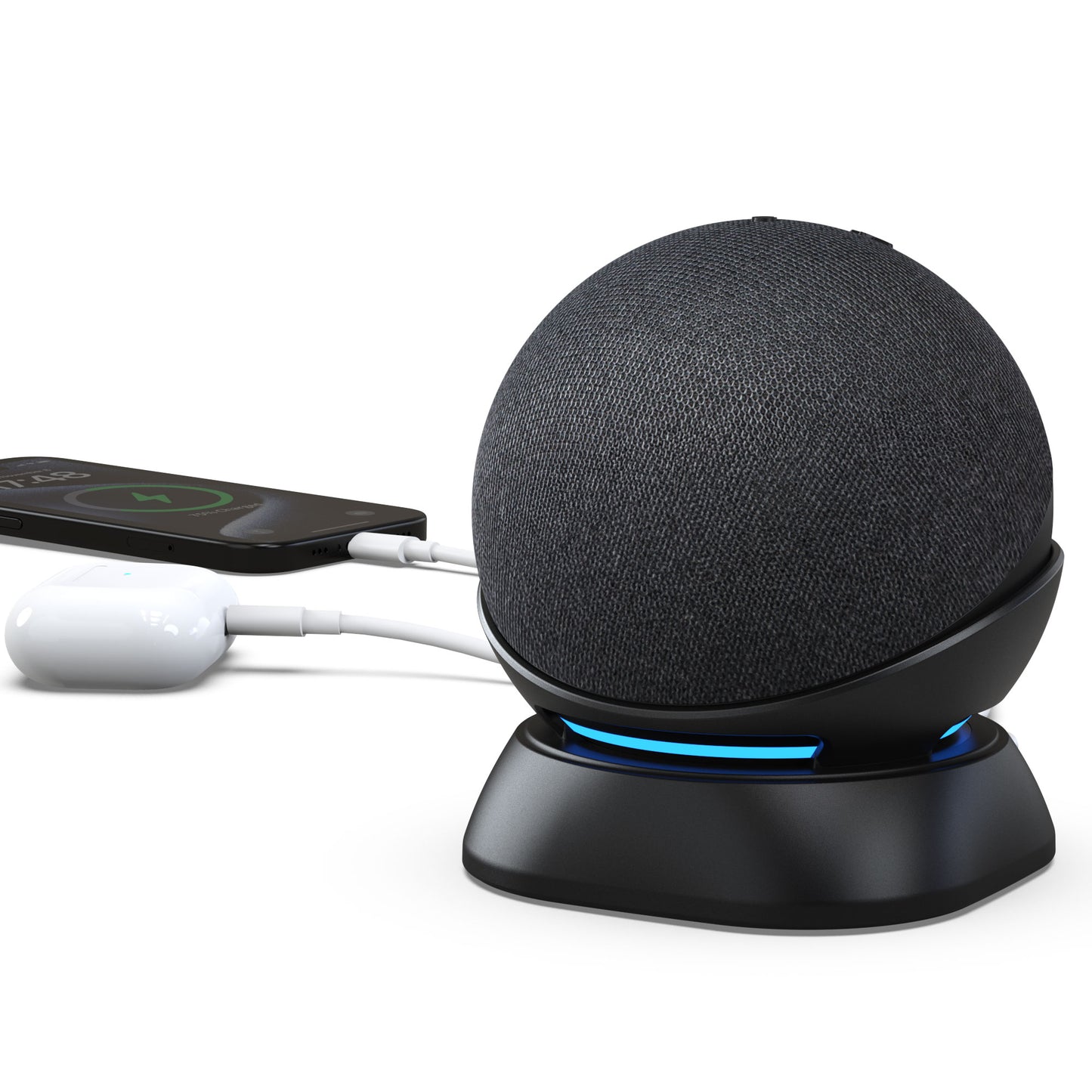 Charging Stand for Echo Dot(4th/5th Gen) with USB-C/A Charging Port