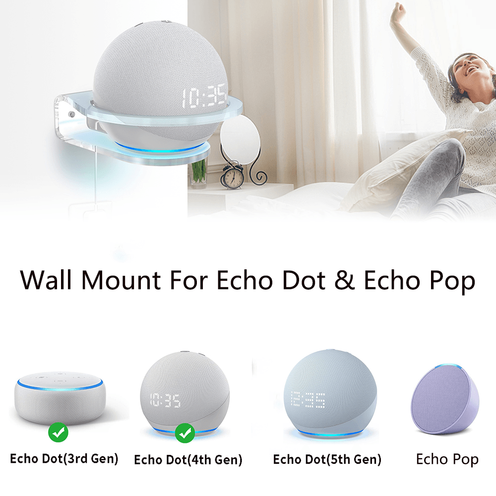Made for  Alexa Echo Pop Wall Mount, Echo Dot 5th Gen Clear Wall  Stand - PlusAcc