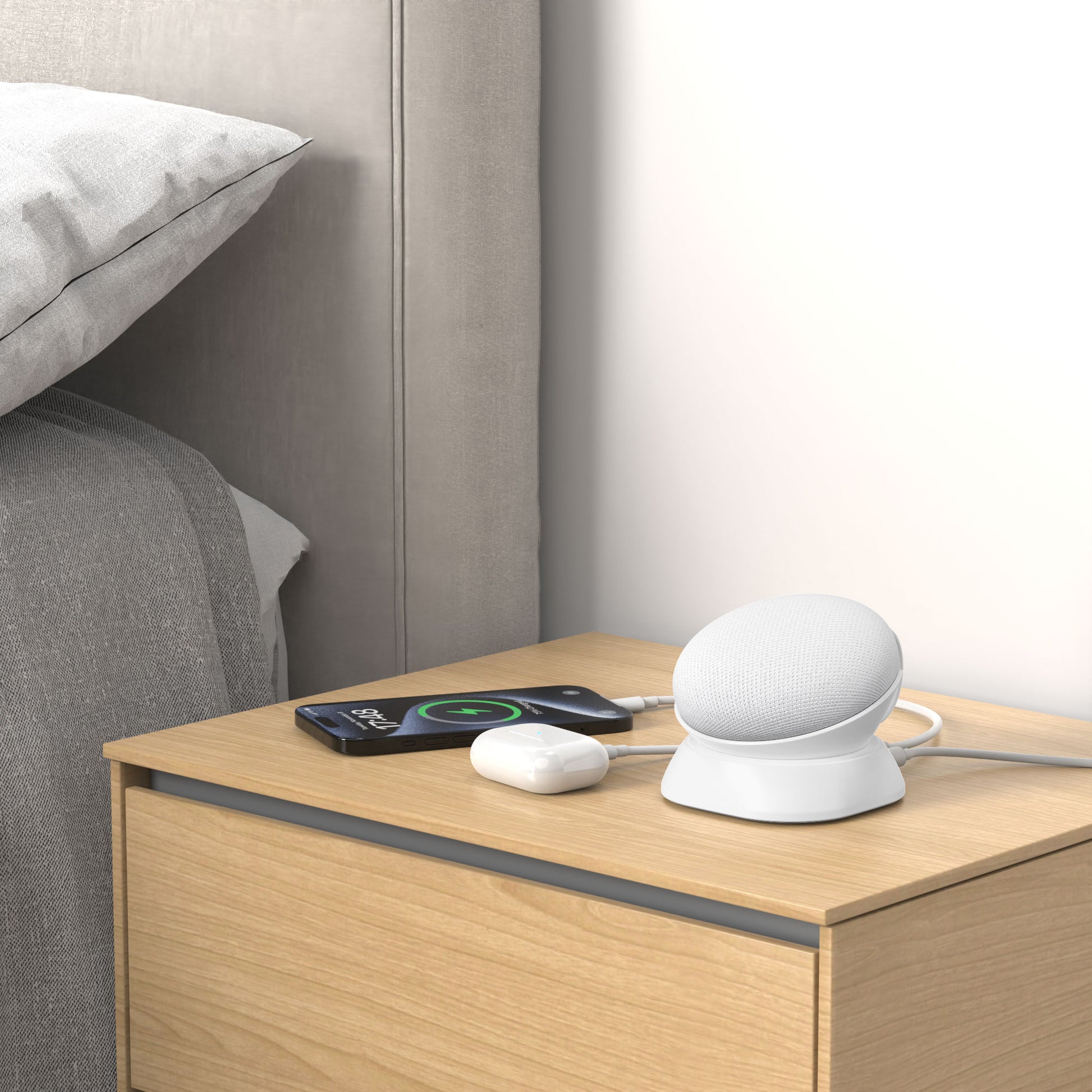 dot genie google home mini nest 2nd gen backpack Made for Google Nest Mini 2nd Generation Stand with USB-C/A Charging Port