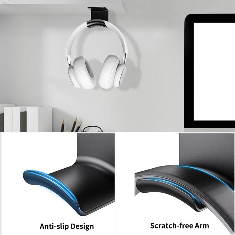 Under Desk Headphone Hanger Adhesive Headset Stand Holder Universal -  PlusAcc